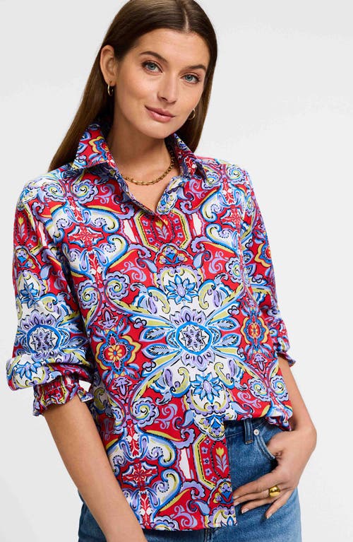 FOXCROFT FOXCROFT OLIVIA SMOCKED CUFF COTTON SHIRT