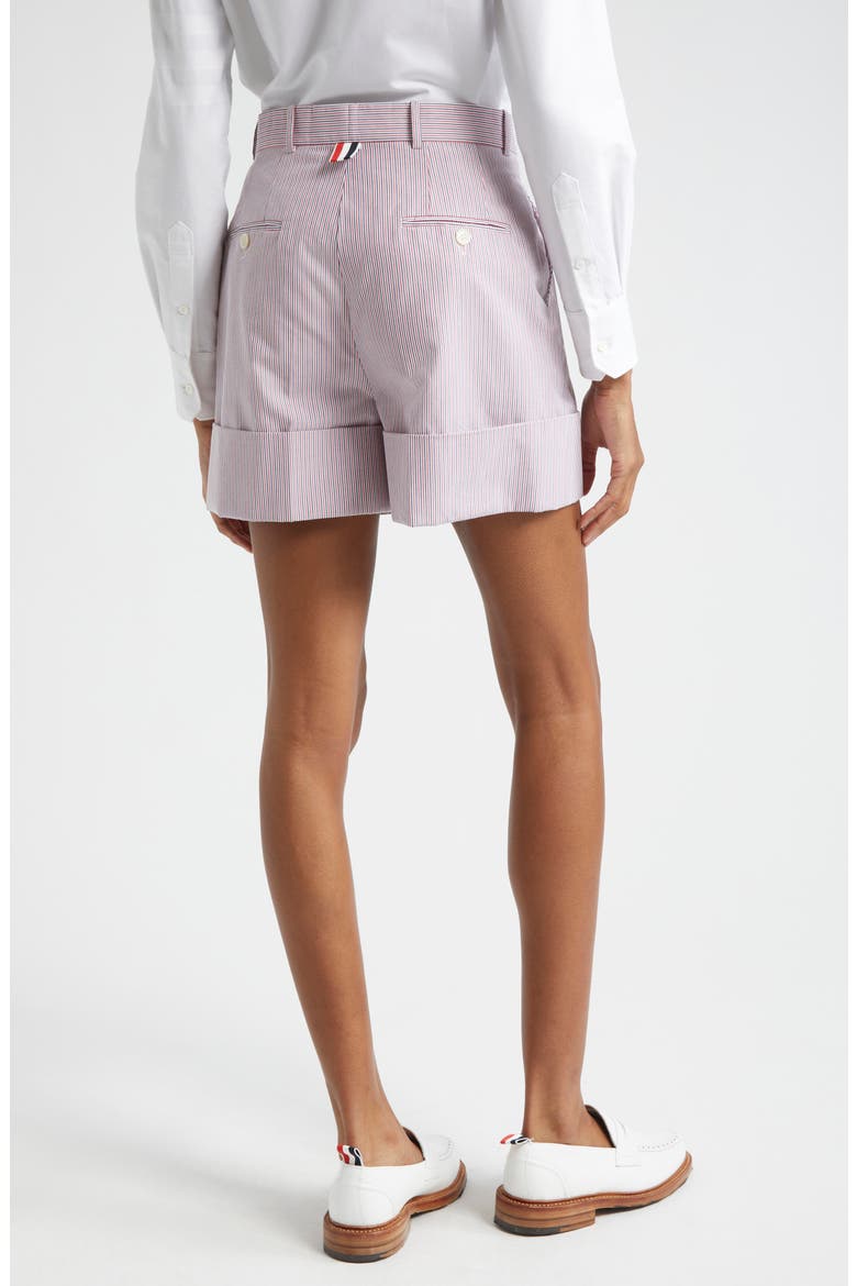 Stripe Tailored High Waist Shorts, Alternate, color, PINK