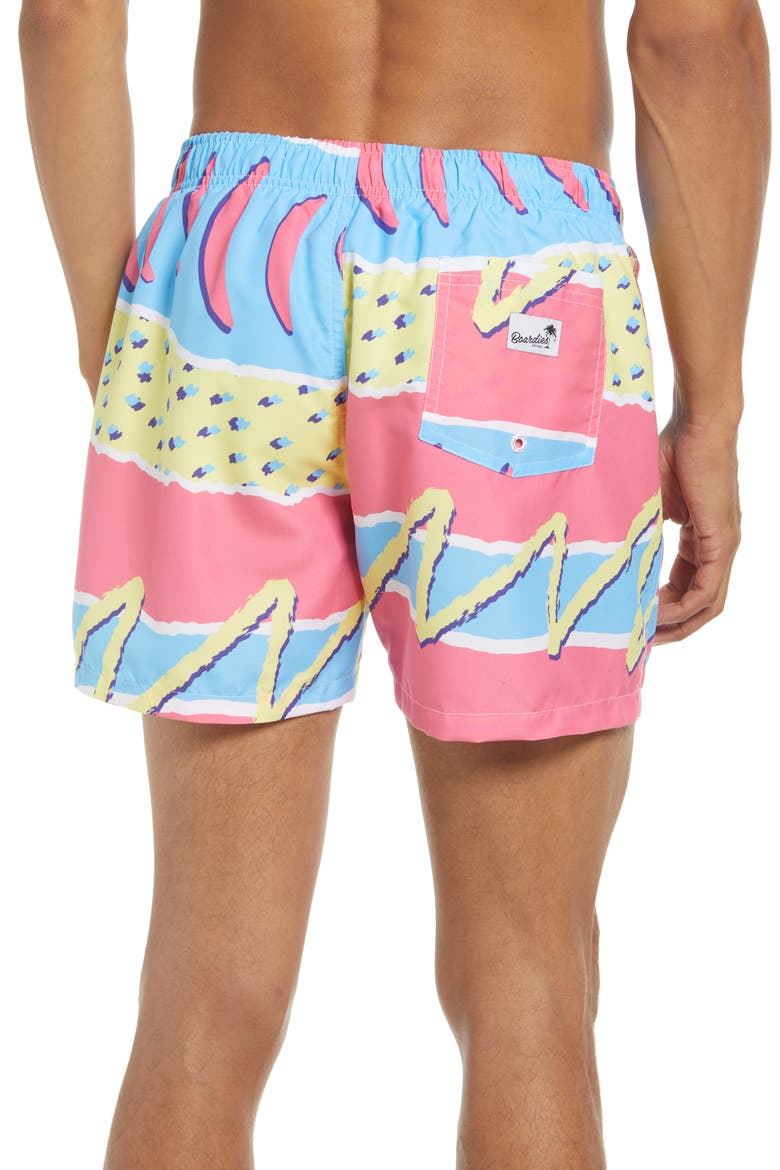 Print Swim Trunks, Alternate, color, PINK