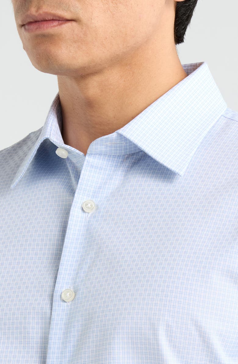 Nordstrom Trim Fit Jocko Check Premium Non Iron Cotton Dress Shirt, Alternate, color, Blue Jocko Pat
