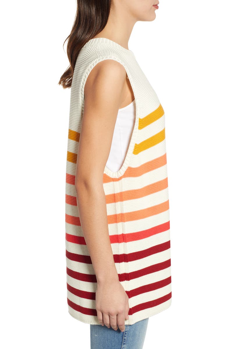 Lucky Brand Ombré Stripe Linen Blend Sweater Shell, Alternate, color,