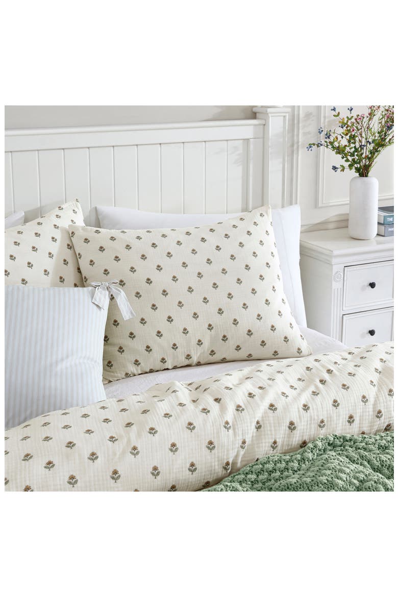 Block Print Gauze Comforter & Shams Set, Alternate, color, IVORY MULTI