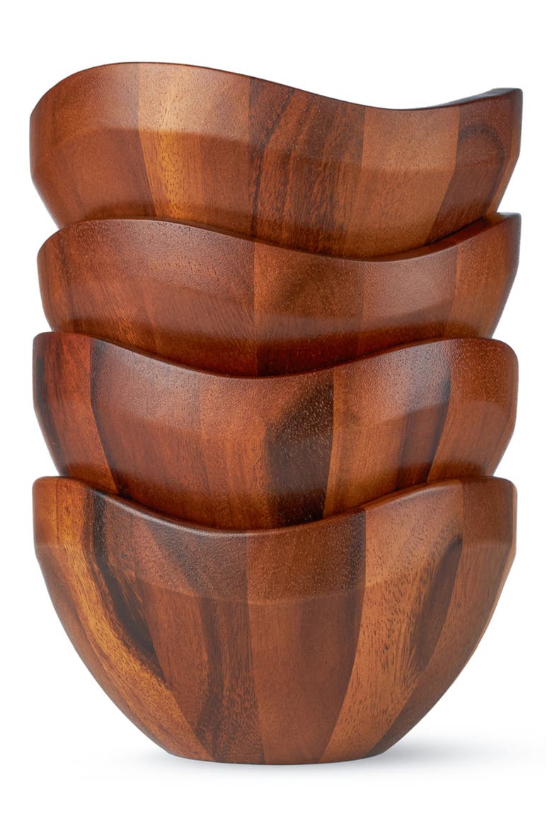 Billow Set of 4 Salad Bowls, Alternate, color, BROWN