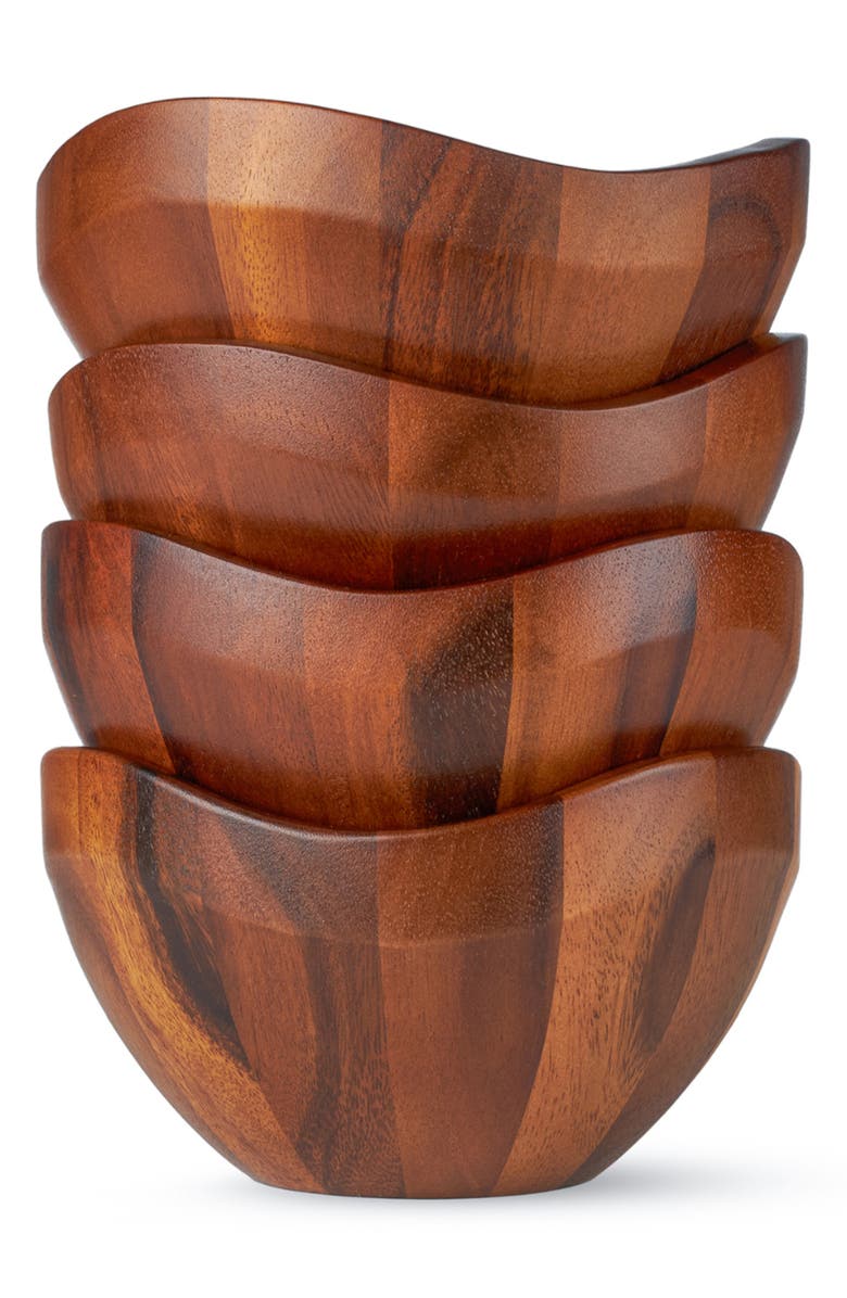 Nambé Billow Set of 4 Salad Bowls, Alternate, color, Brown