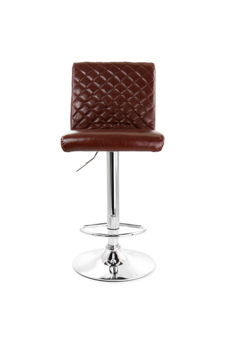 2 Piece Adjustable Tufted Faux Leather Bar Stool, Alternate, color, Cherry