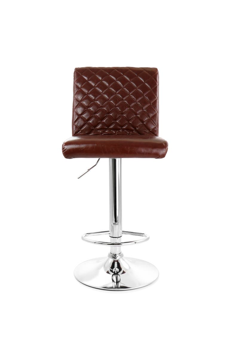 Elama 2 Piece Adjustable Tufted Faux Leather Bar Stool, Alternate, color, Cherry