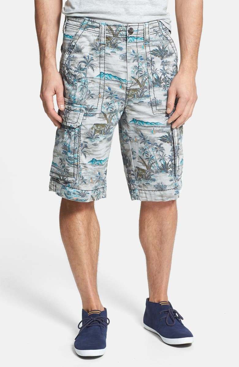 True Religion Brand Jeans 'Isaac - Big T' Print Cargo Shorts, Main, color, 