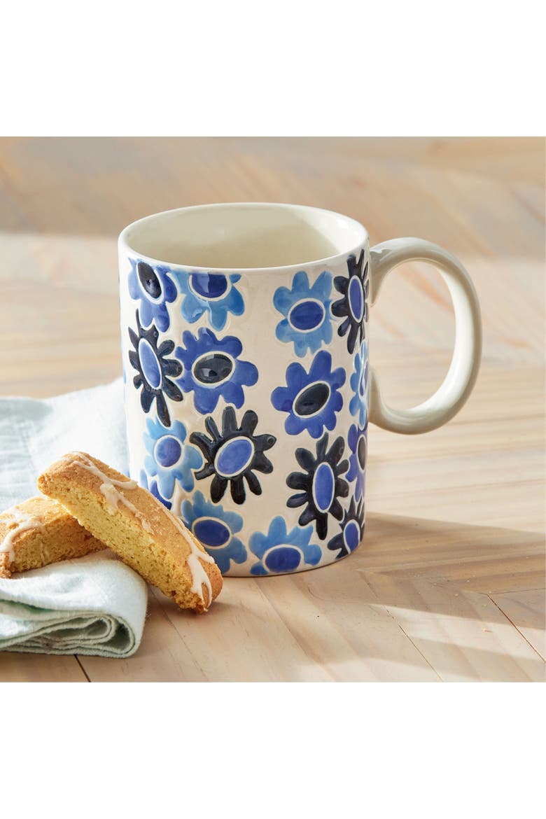 Mod Flower Mug Blue Stoneware Everyday, Alternate, color, Blue