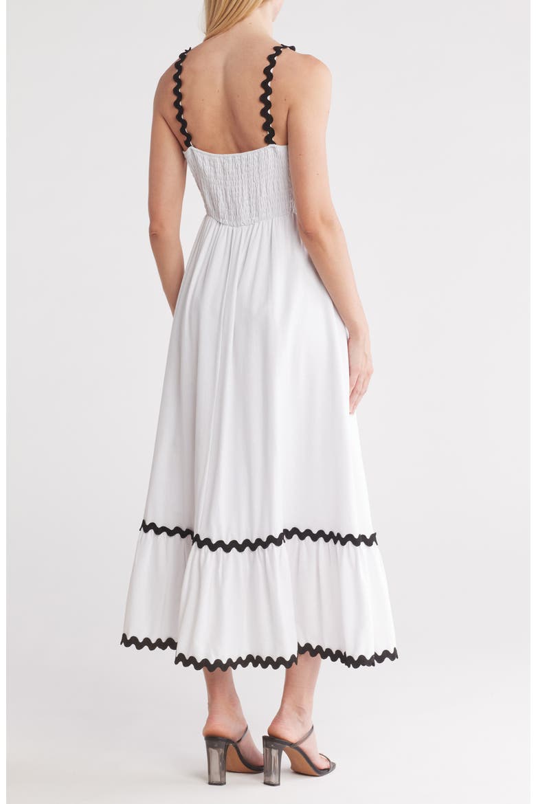 Ipanema Rickrack Trim Fit & Flare Dress, Alternate, color, WHITE/ BLACK