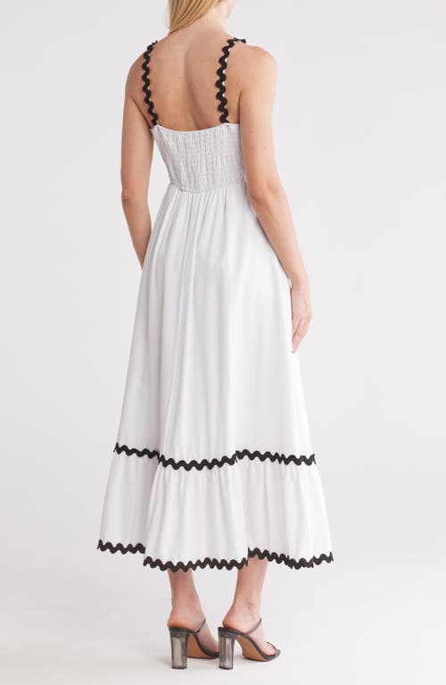 By Design Ipanema Rickrack Trim Fit & Flare Dress In White/black