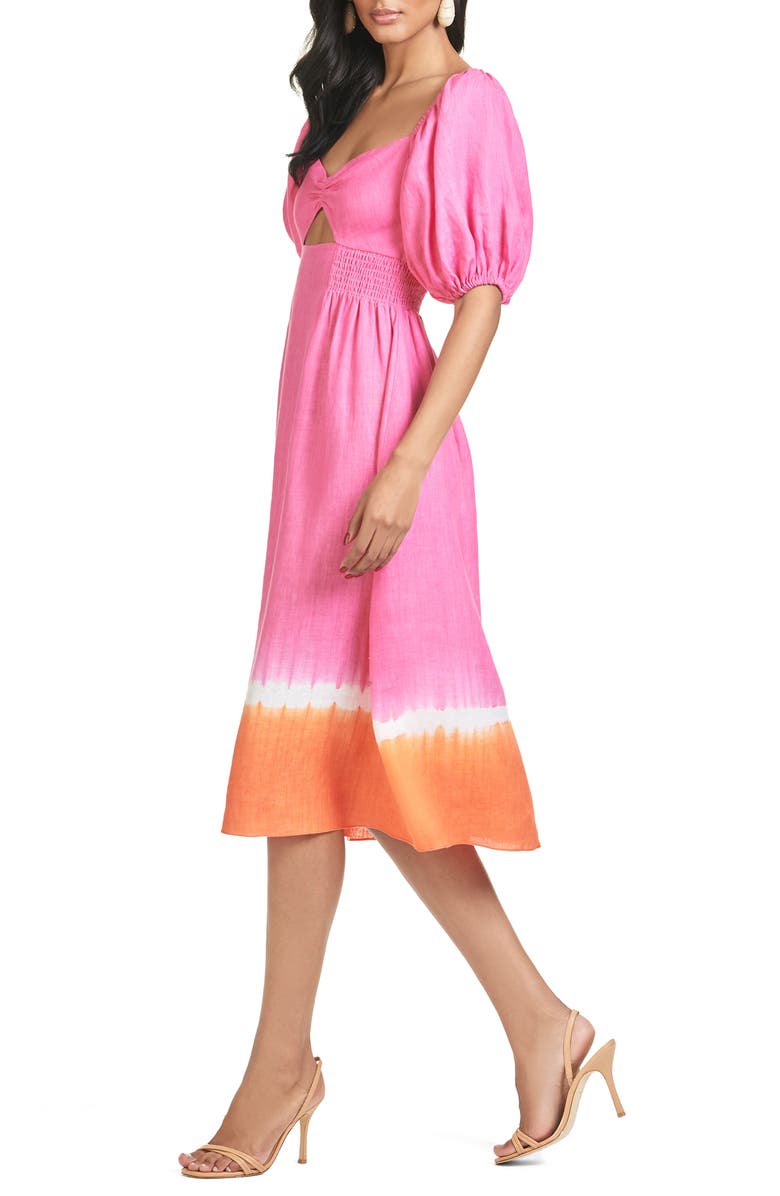 Sachin & Babi Bri Tie Dye Puff Sleeve Midi Dress, Alternate, color,
