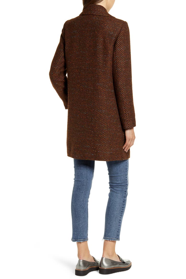 Rib Tweed Car Coat, Alternate, color, BRN/ BLK STRIPE