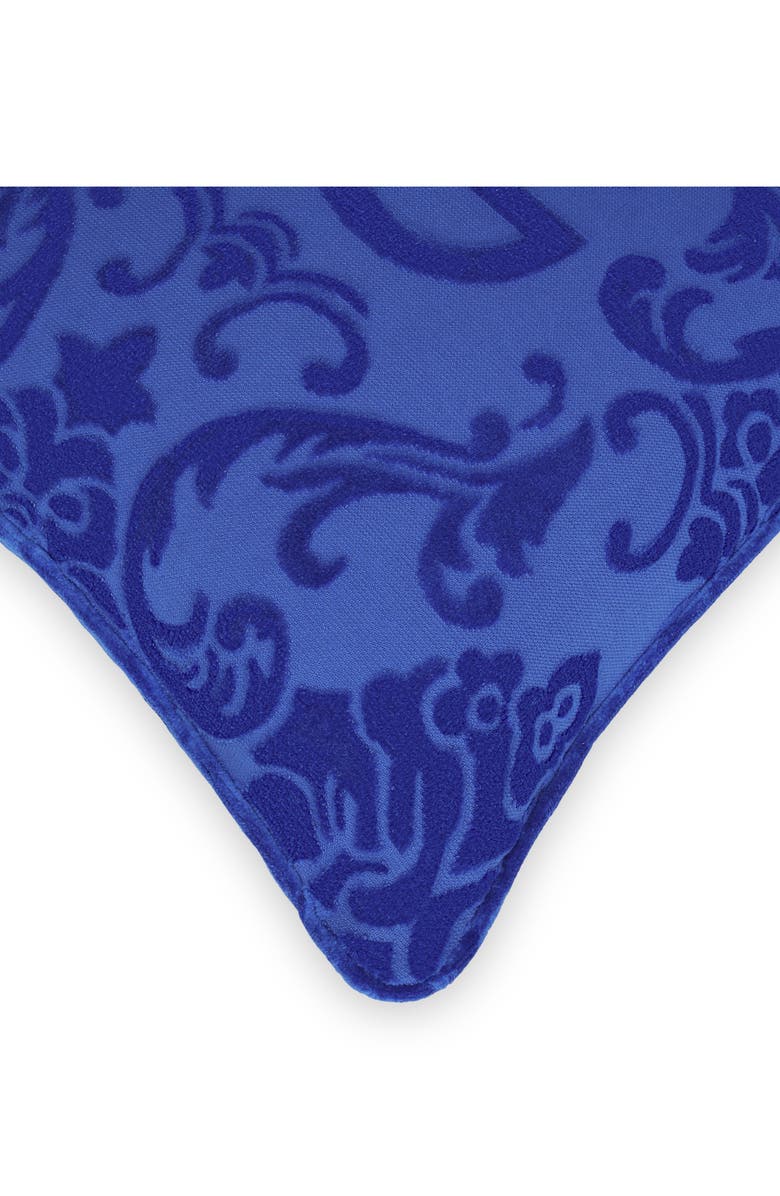 Dolce&Gabbana DG Logo Cotton Terry Cloth Outdoor Accent Pillow, Alternate, color, Blue