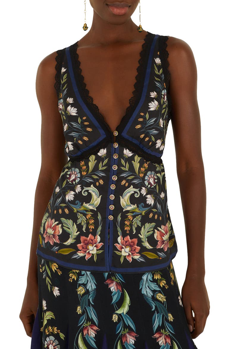 Natalia Floral Lace Trim Blouse, Main, color, OFF-WHITE