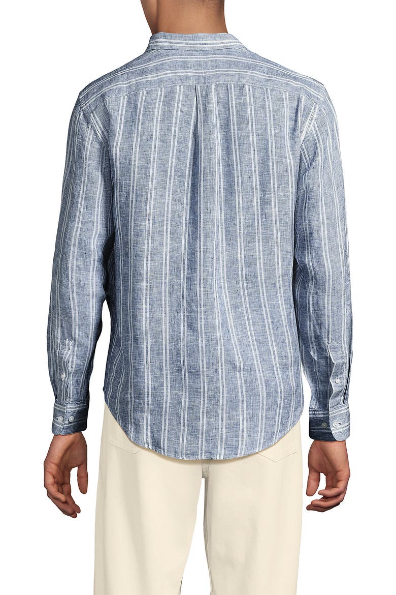 Long Sleeve Linen Shirt, Alternate, color, Baltic Teal/White Stripe