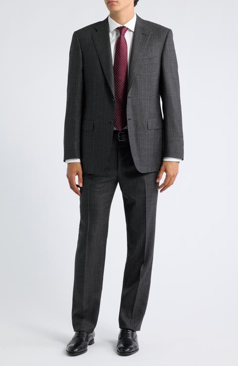 Siena Regular Fit Herringbone Wool Suit