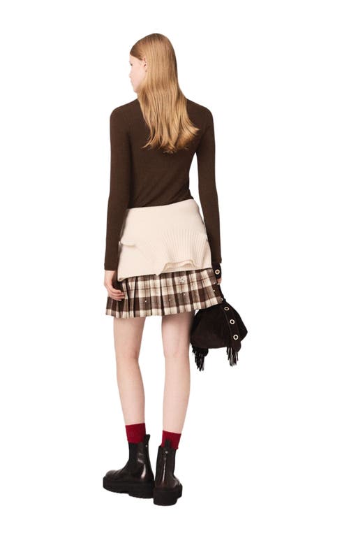 Maje Roll Neck T-shirt In Brown
