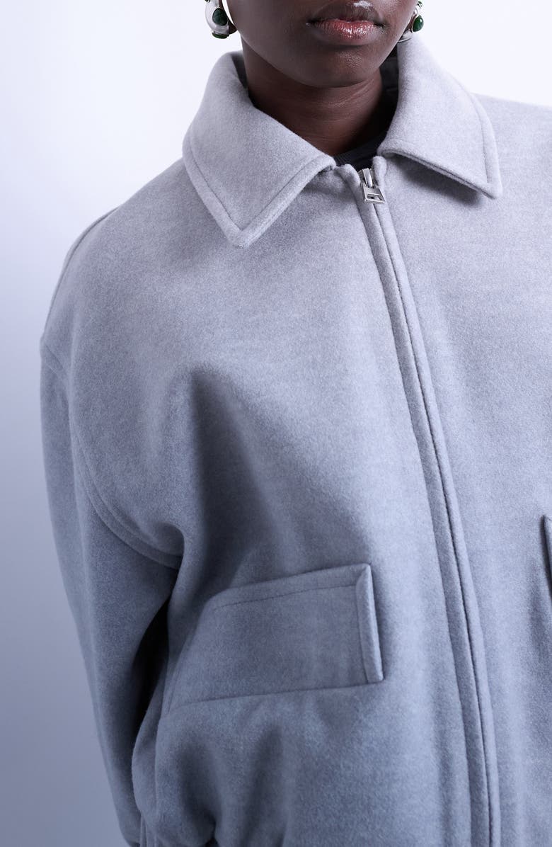 Topshop Crop Bomber Jacket, Alternate, color, Light Grey