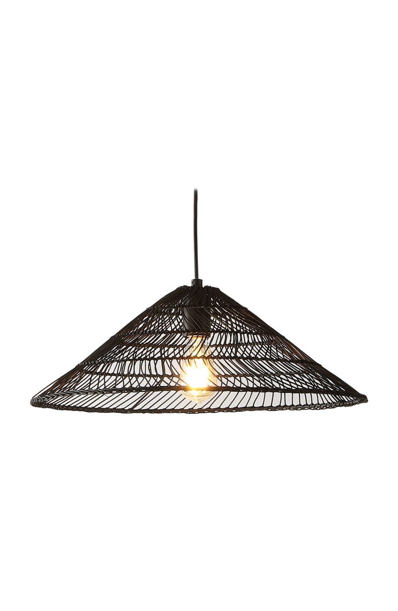 JONATHAN Y Nova 20.25" 1-Light Farmhouse Coastal Rattan 180" Cord Plug-In or Hardwired LED Pendant, Alternate, color, 