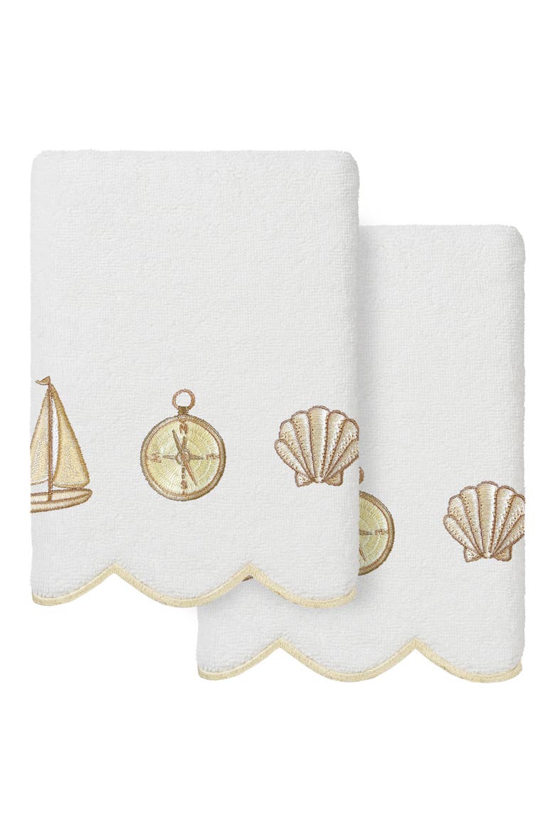 Sea Joy Scallop Pack of 2 Hand Towels, Main, color, WHITE/ BEIGE