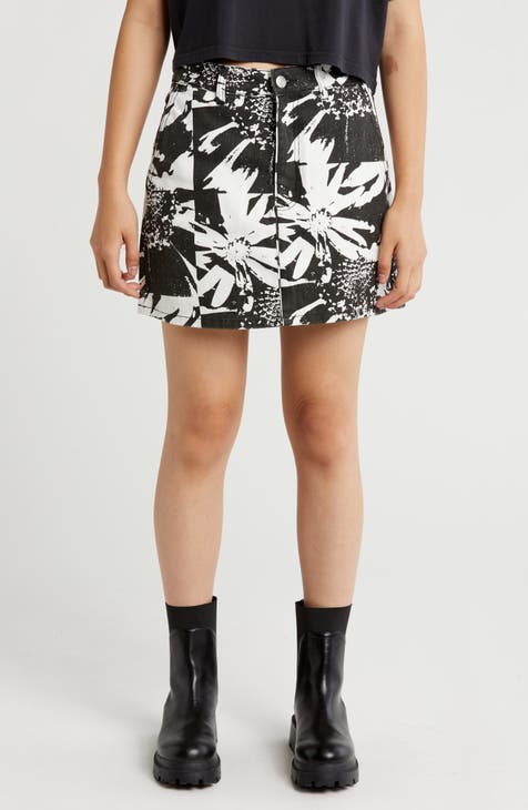 Magnified Flower Denim Miniskirt