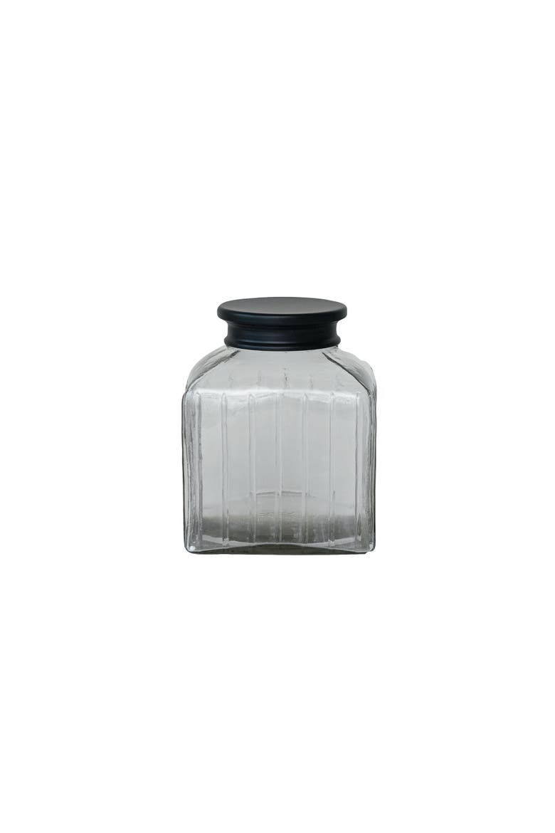 Square Glass Jar with Lid, Main, color, Clear