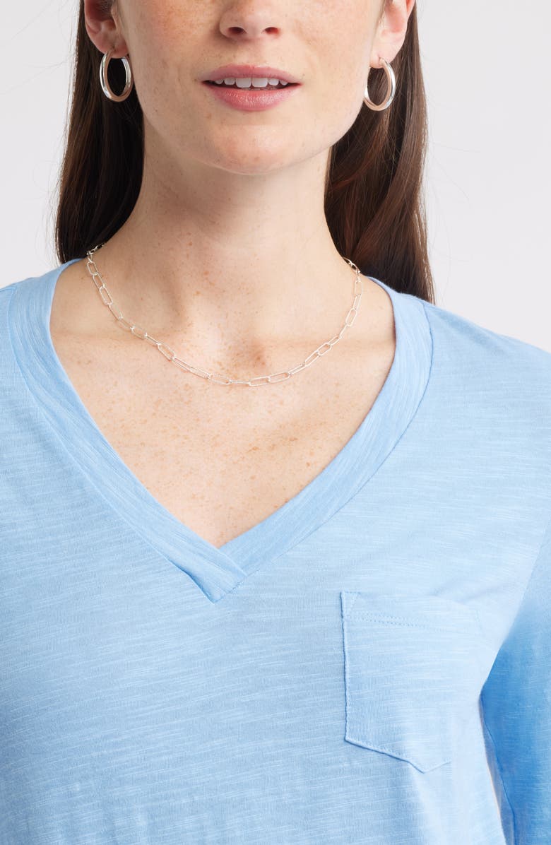 Caslon<sup>®</sup> Long Sleeve V-Neck T-Shirt, Alternate, color, Blue Robbia