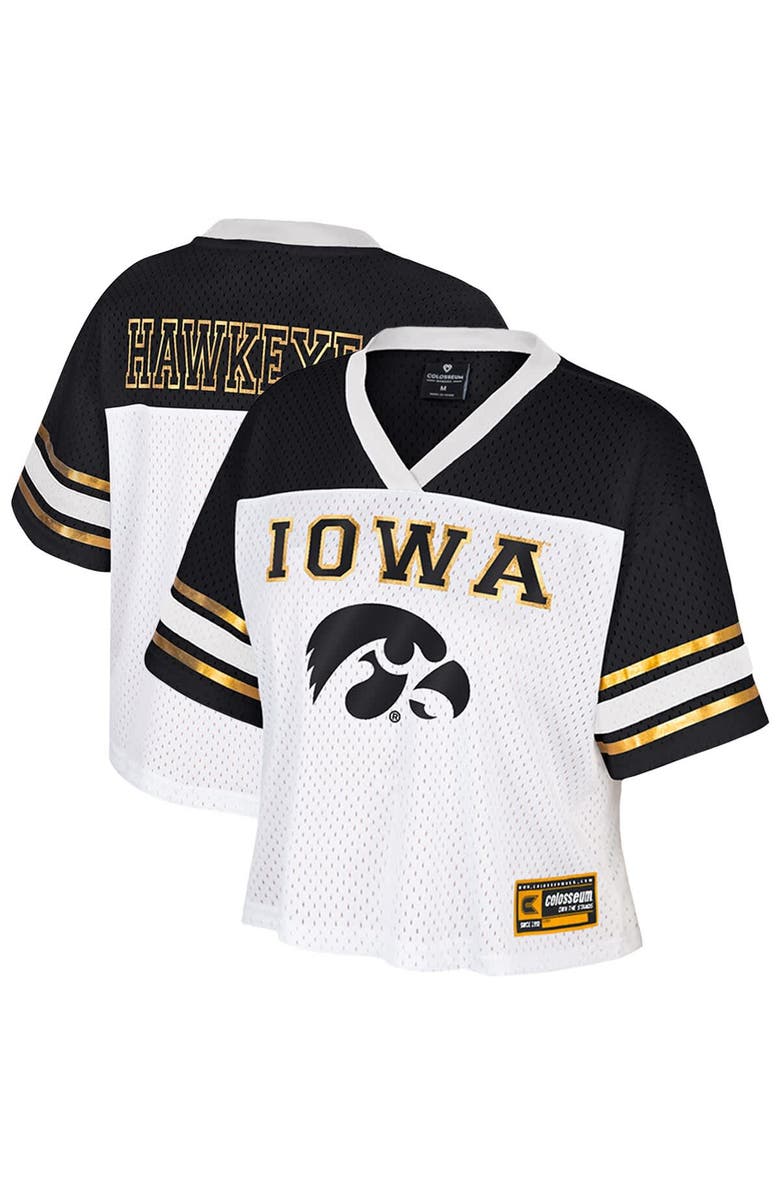 COLOSSEUM Women's Colosseum  White Iowa Hawkeyes Treasure Cropped Football Jersey, Alternate, color, White