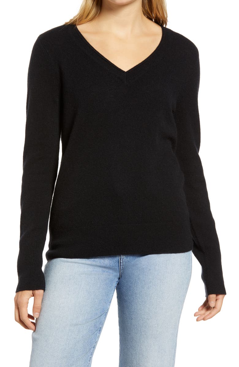 Halogen<sup>®</sup> V-Neck Cashmere Sweater, Main, color,