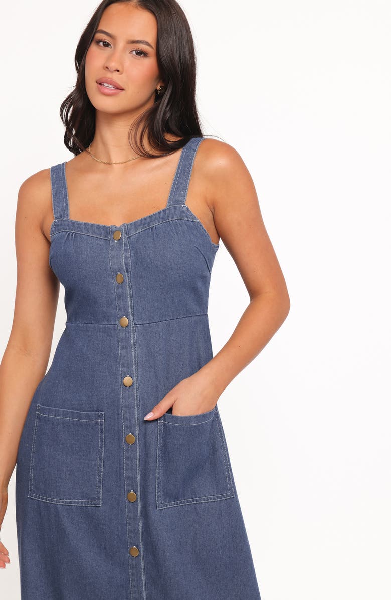 Petal & Pup Bettie Denim Midi Dress, Alternate, color, Mid Blue Denim