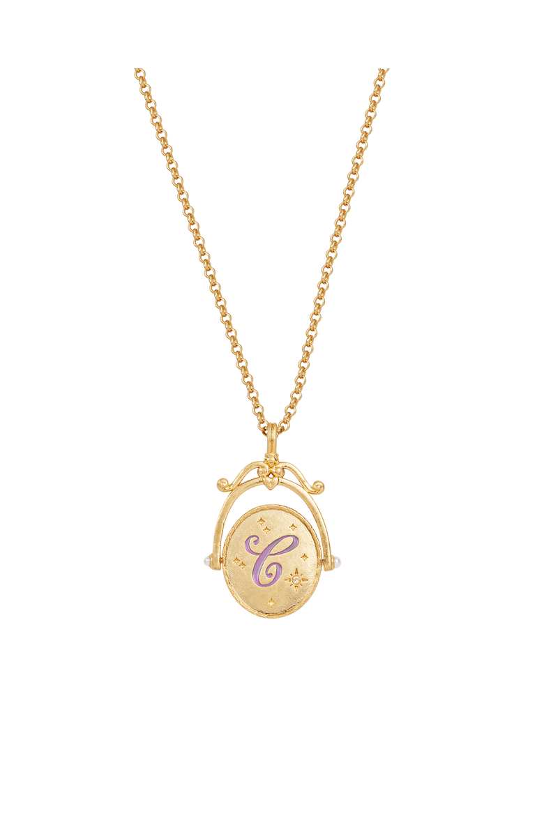 C Initial Cornflower Gold Spinner Chain Necklace, Main, color, Gold