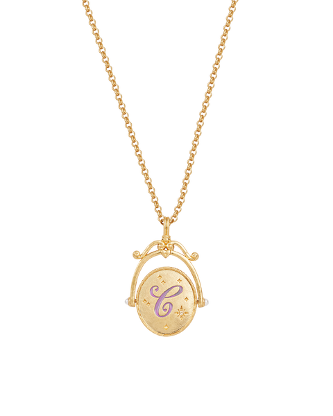C Initial Cornflower Gold Spinner Chain Necklace