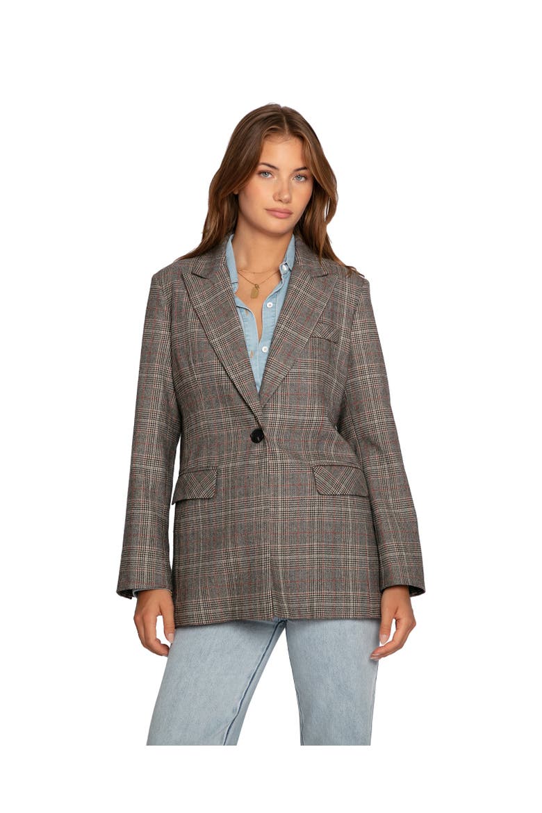 Paris Grid Single Breasted Blazer, Main, color, Grey