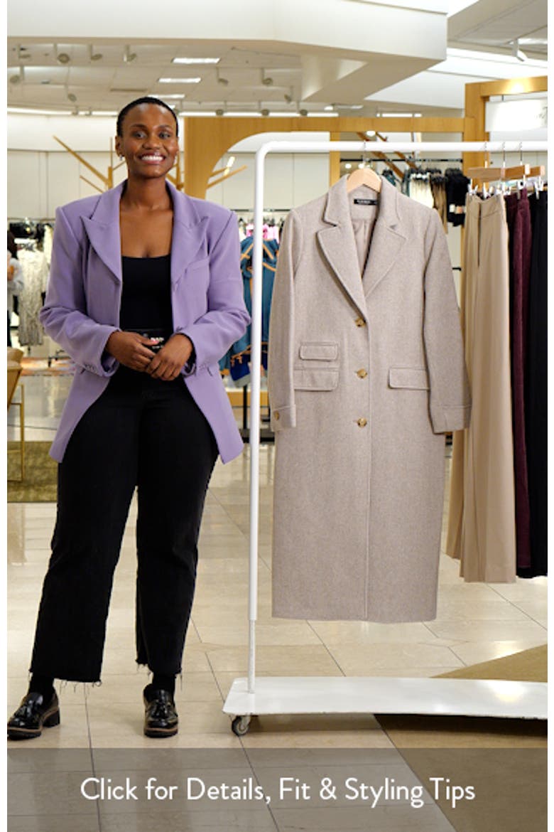 Longline Herringbone Wool Blend Reefer Coat video