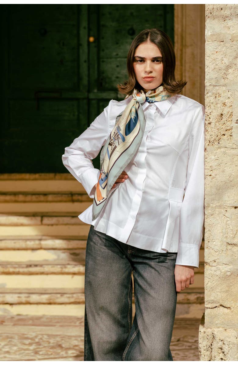 Elizabetta Parigi - Silk Foulard, Alternate, color, Tan And Aqua