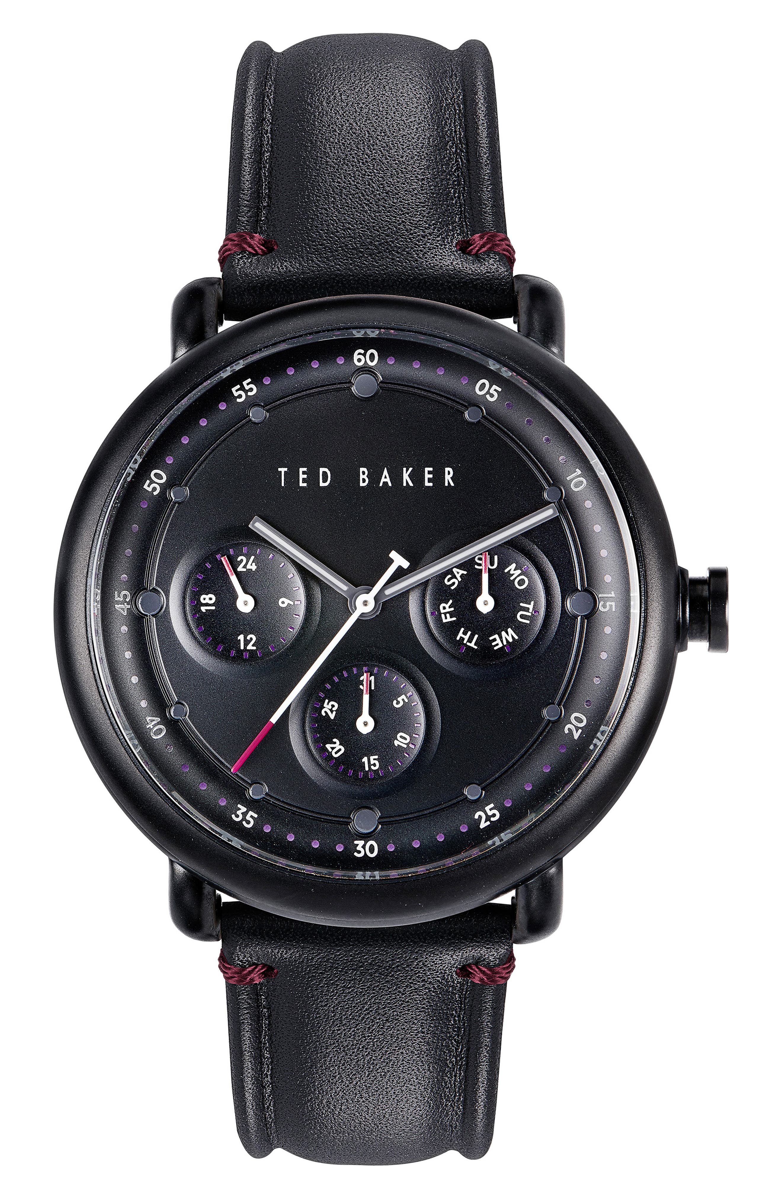 Ted Baker London Ivybird Multifunction Leather Strap Watch, 43mm