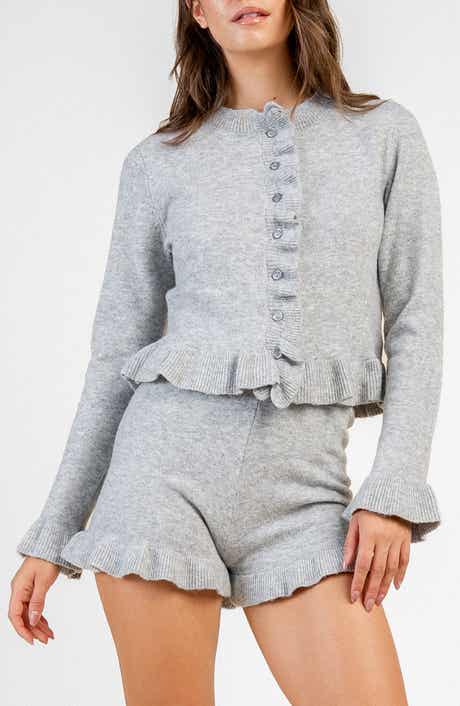 Ruffle Trim Peplum Cardigan