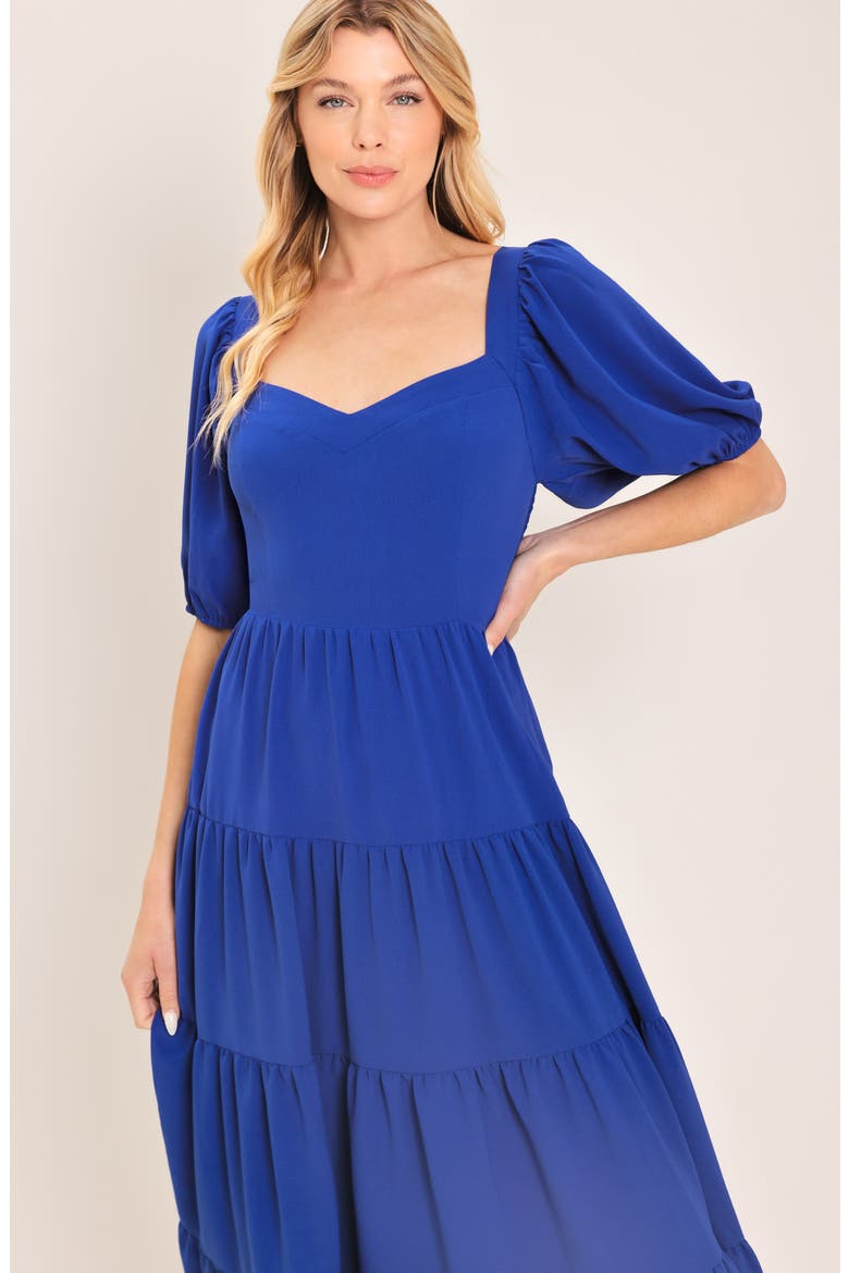 Sweetheart Neck Midi Dress, Alternate, color, BLUE