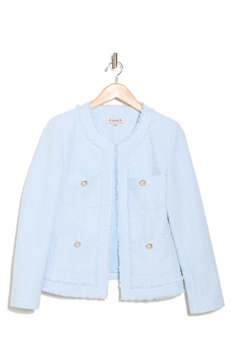 Nanette Lepore Bouclé Tweed Jacket, Alternate, color, Dream Blue/ White