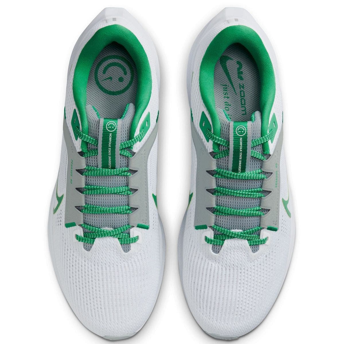 Unisex Nike  White Norfolk State Spartans Zoom Pegasus 40 Running Shoe, Alternate, color, White