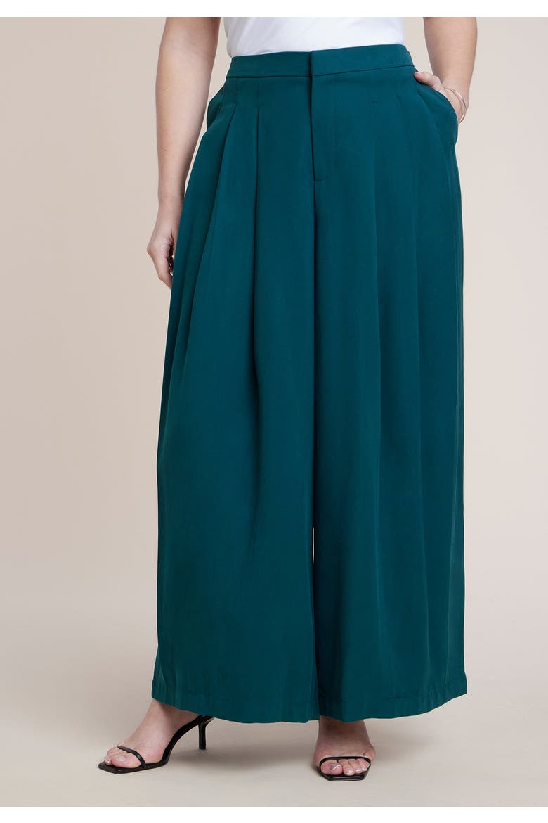 Pleated Wide Leg Trouser, Alternate, color, DEEP TEAL