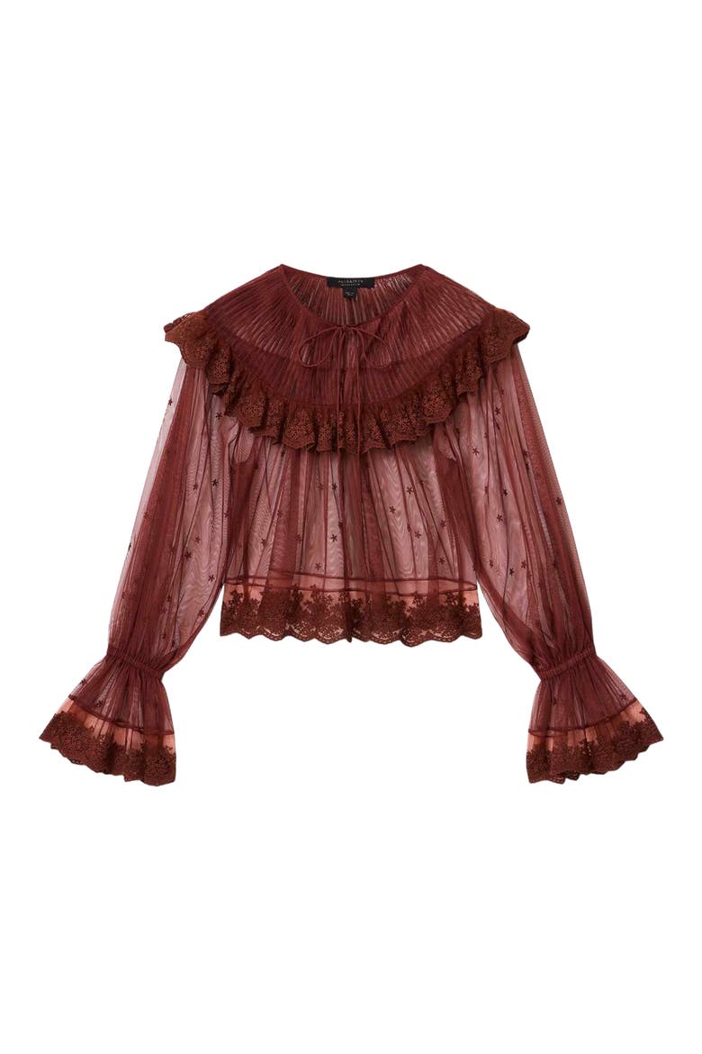 Trixie Ruffle Lace Top, Alternate, color, BURGUNDY RED