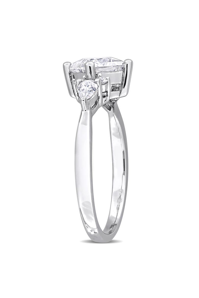 Moissanite Princess-Cut Cluster Engagement Ring, Alternate, color, Sterling Silver
