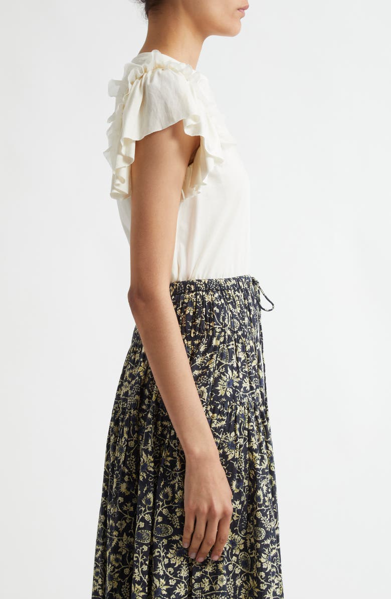 Ulla Johnson Leia Ruffle Sleeve Organic Cotton Top, Alternate, color, Cowrie