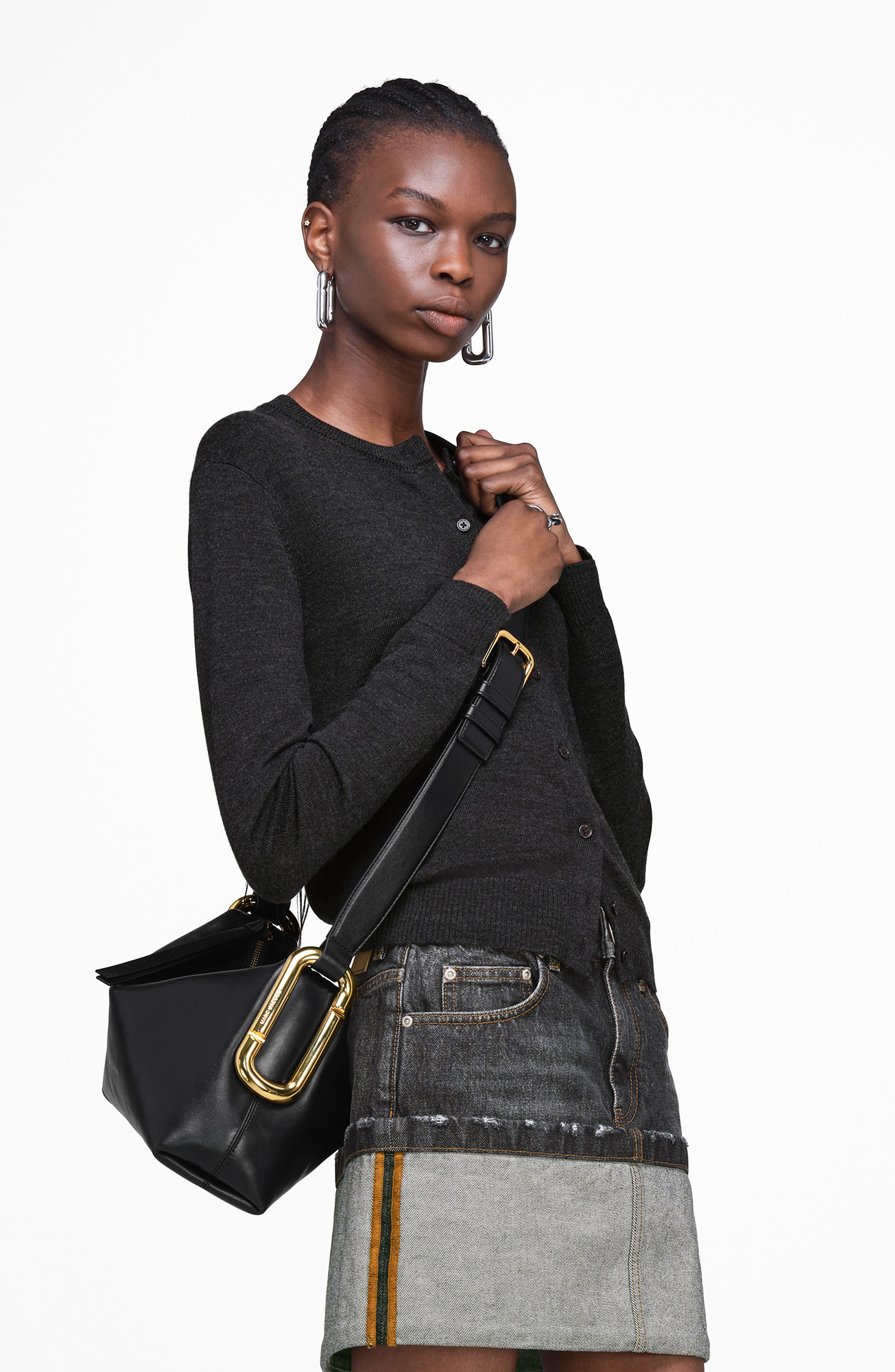 Marc Jacobs Medium Scene Leather Shoulder Bag, Alternate, color, Black