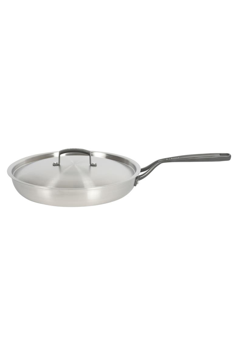 12 Inch Tri Ply Stainless Steel Frying Pan with Lid, Alternate, color, Stainless Steel-Black Handle