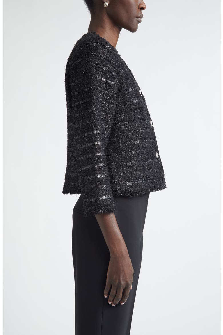 Metallic Tweed Jacket, Alternate, color, BLACK