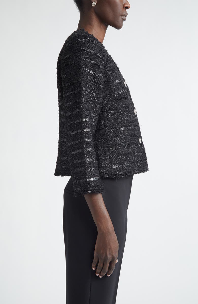 ST. JOHN Metallic Tweed Jacket, Alternate, color, Black