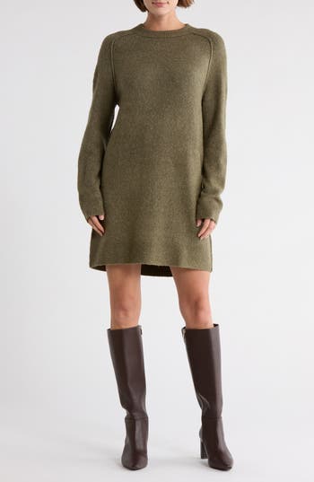 Melrose And Market Raglan Sleeve Sweater Dress In Green