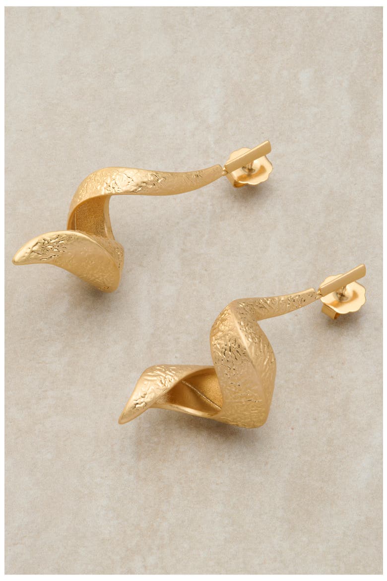 Florine Floral Twist Drop Earrings, Alternate, color, GOLD TONE